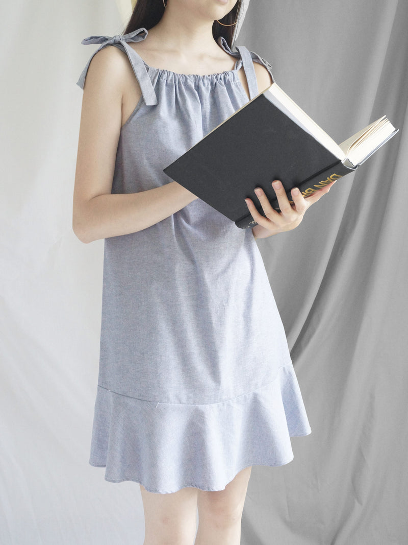 Lulu Ribbon Dress - Dark Denim