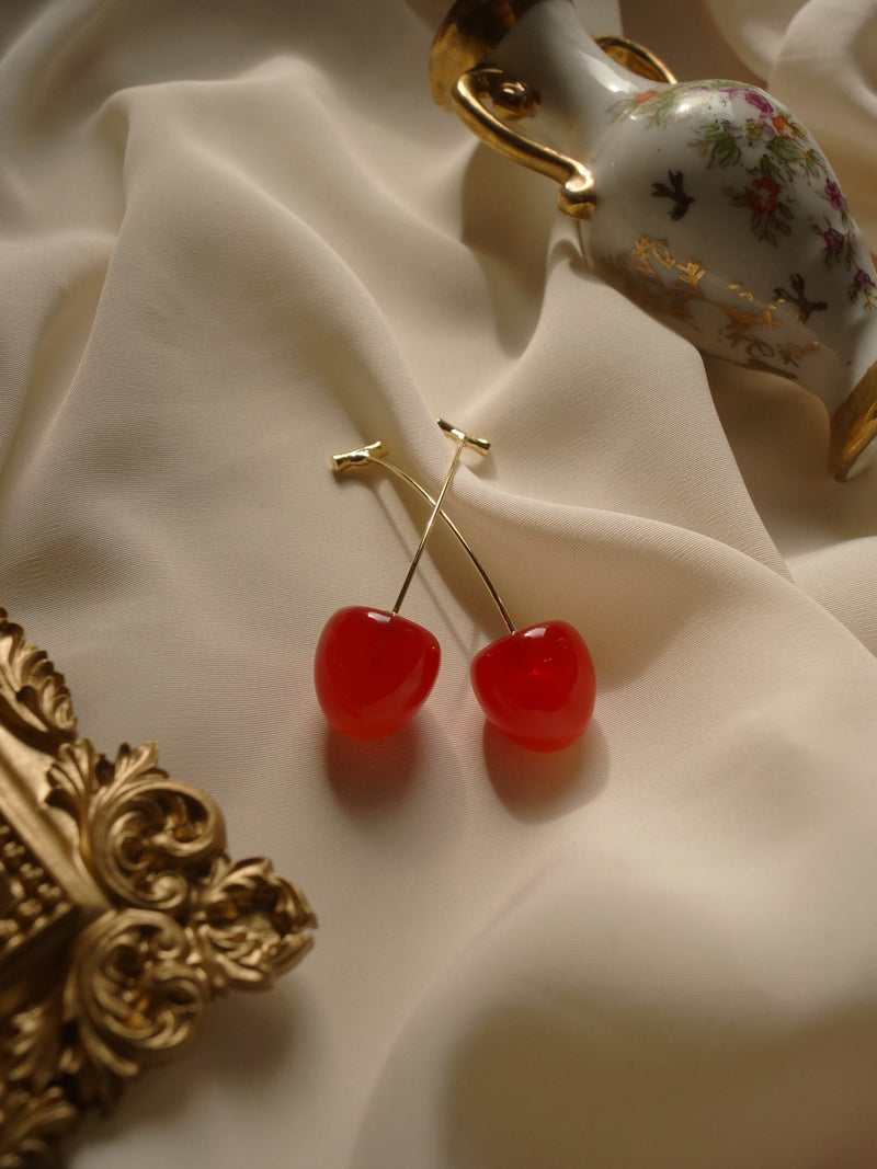 Petit Cher (Cherry) Earrings *Gold-plated stems
