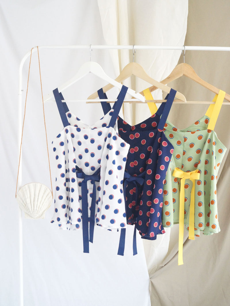 Polly Ribbon Top - Navy Blue