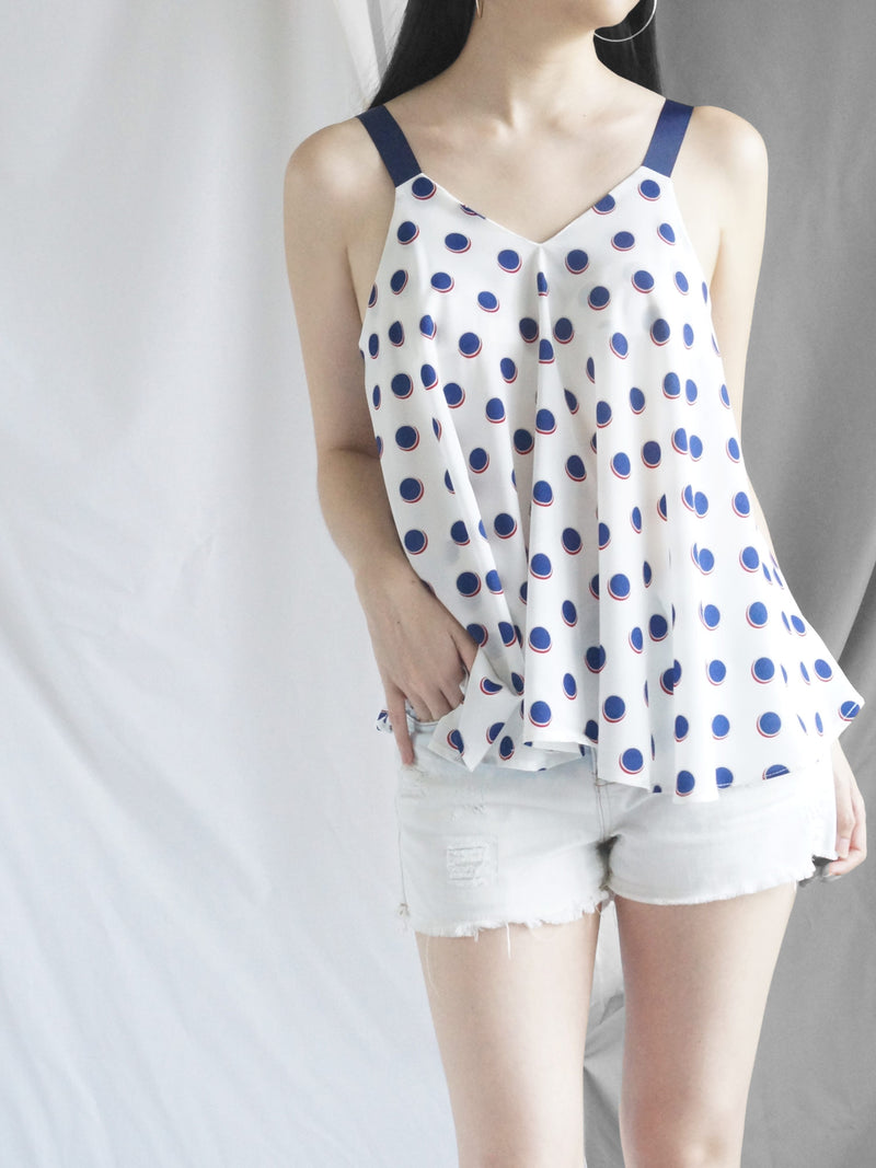 Polly Ribbon Top - Navy Blue