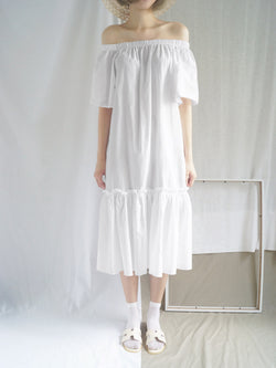Tahini Off-Shoulder Dress - White - Gabi The Label
