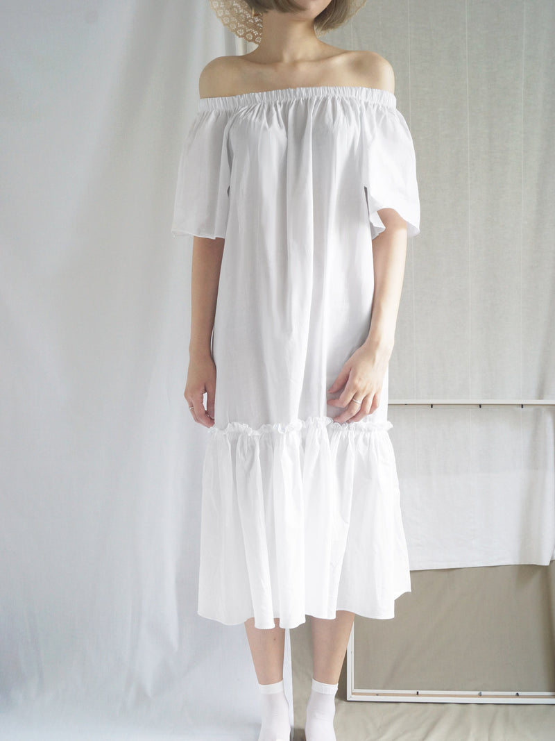 Tahini Off-Shoulder Dress - White - Gabi The Label