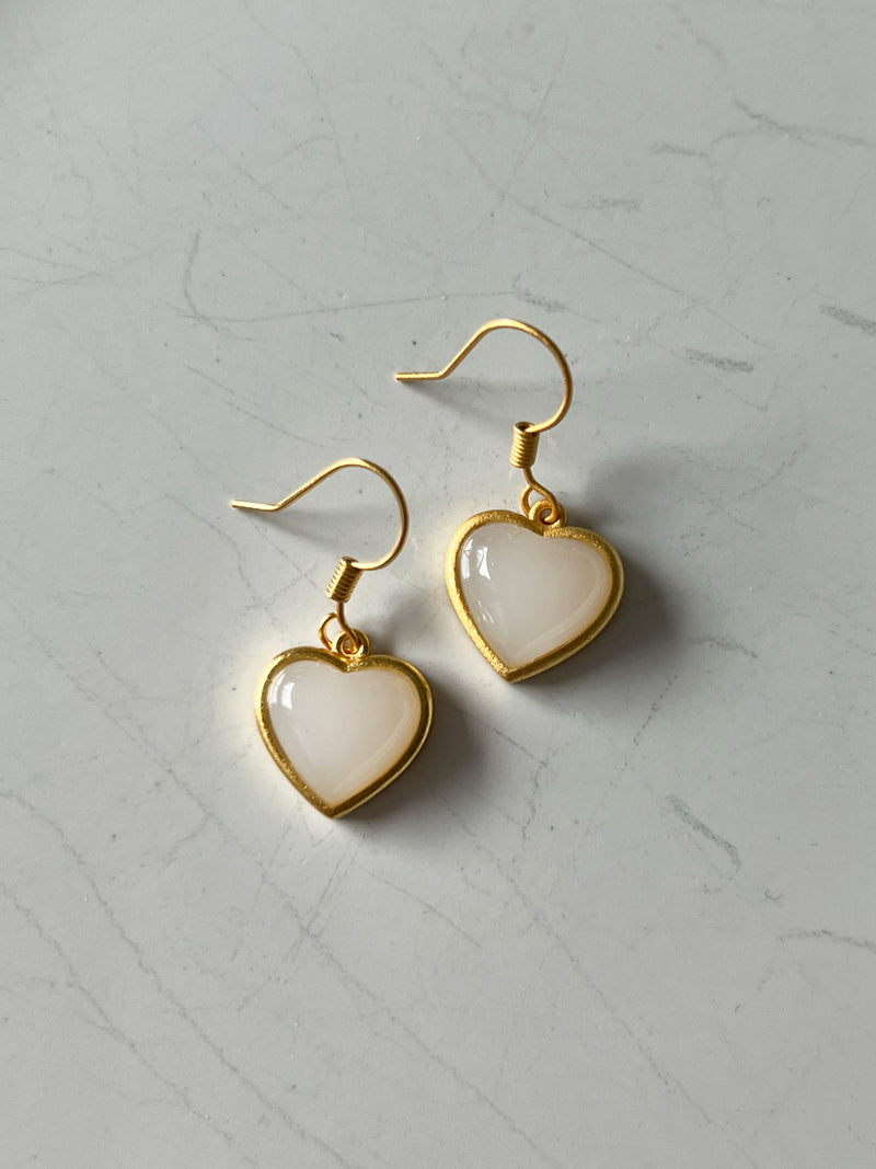 Chubby Heart Jade Earrings