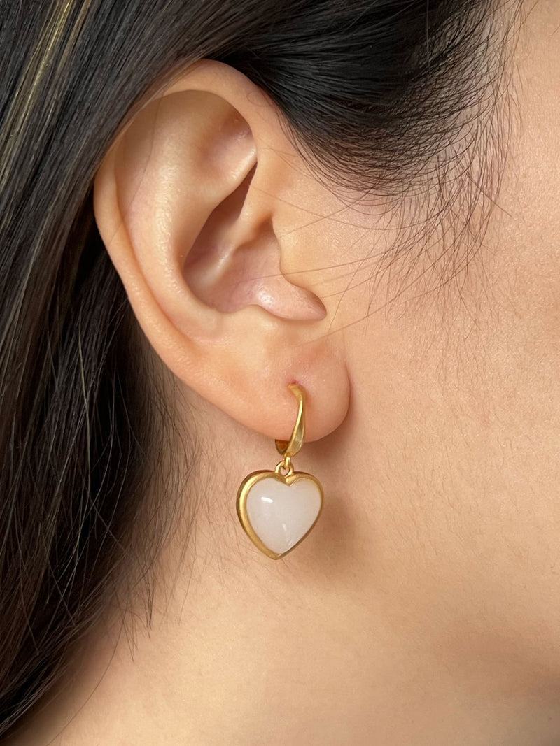 Perfect Heart Jade Hoop Earrings