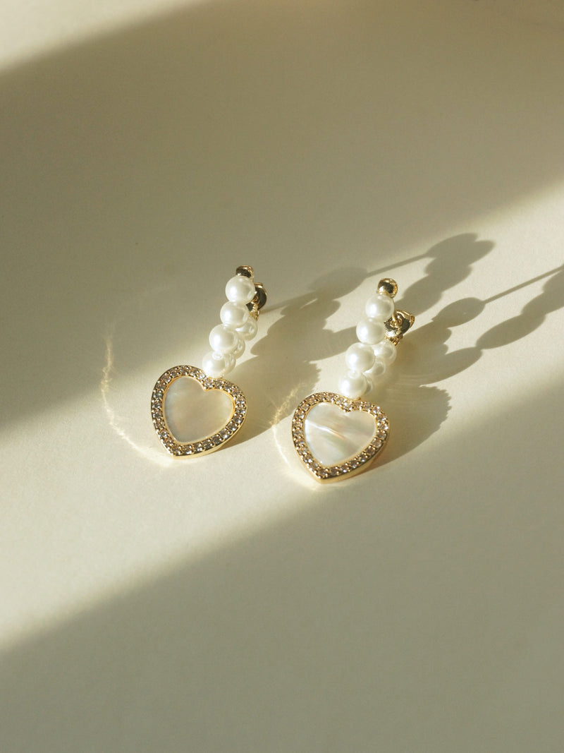 Shell Heart with Pearl Earrings