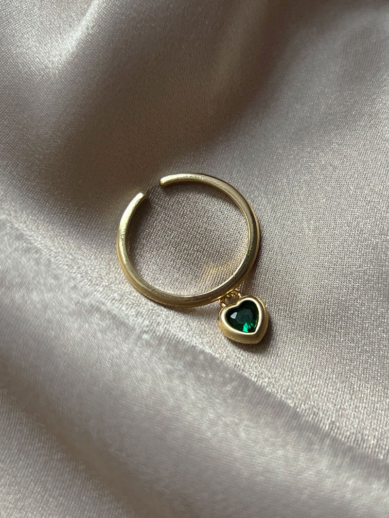 First Crush Sweetheart Ring - Emerald Green