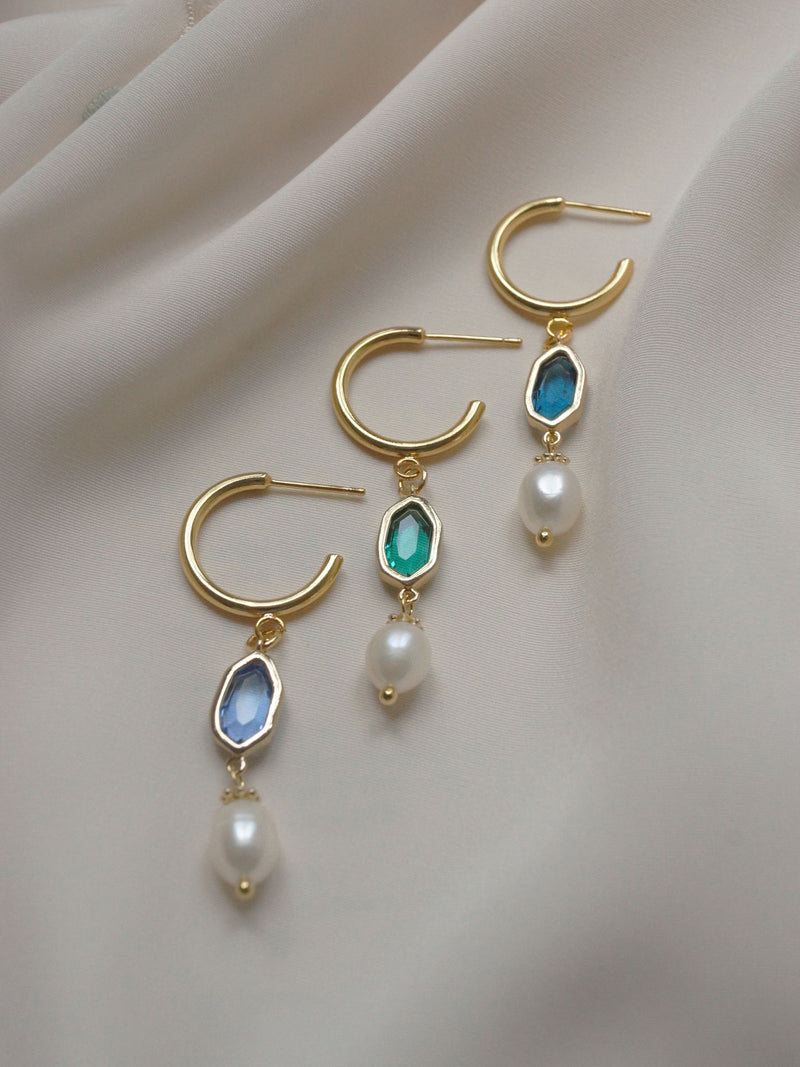 Hildur Earrings - Green *18K Gold-plated