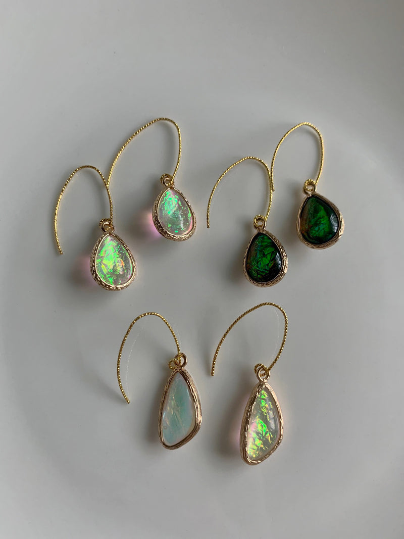Iridescent Earrings - Teardrop/Green