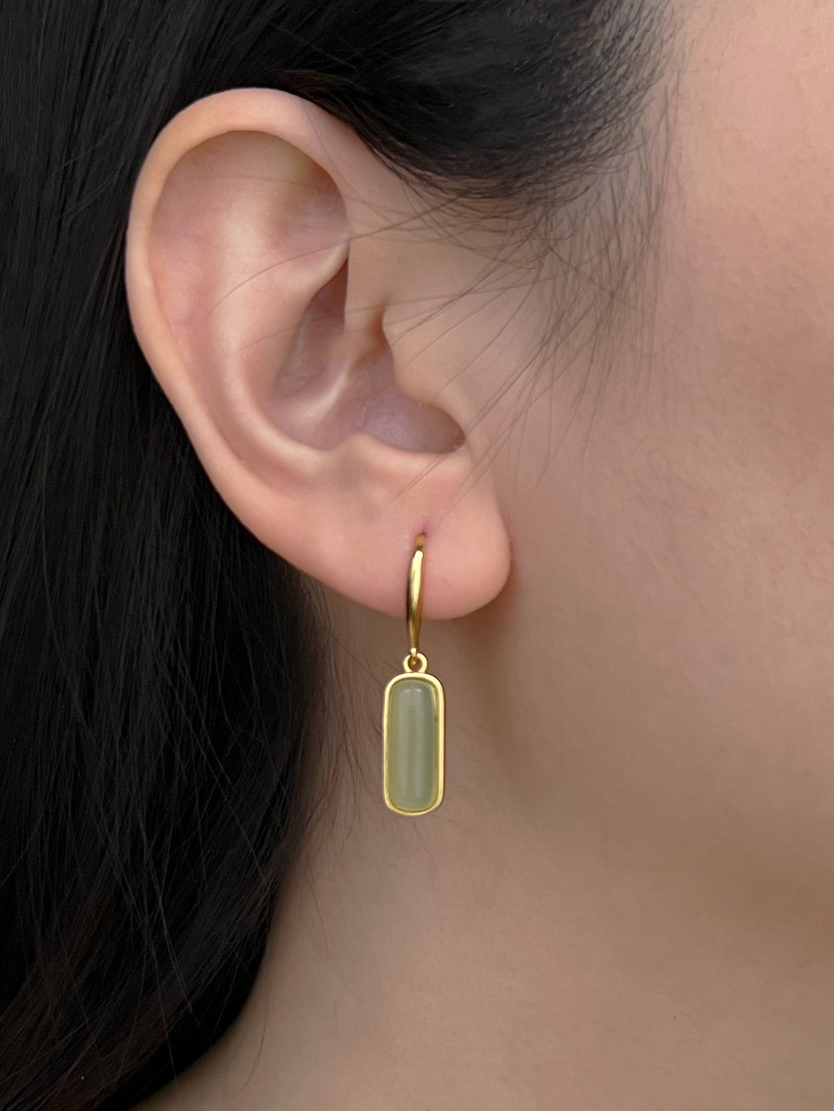 Boucles d'oreilles pendantes en jade