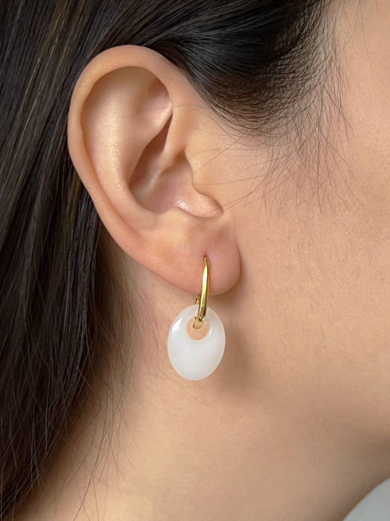 Oval Jade Pendant Earrings