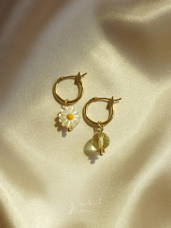 Mismatched Petite Daisy Hoops