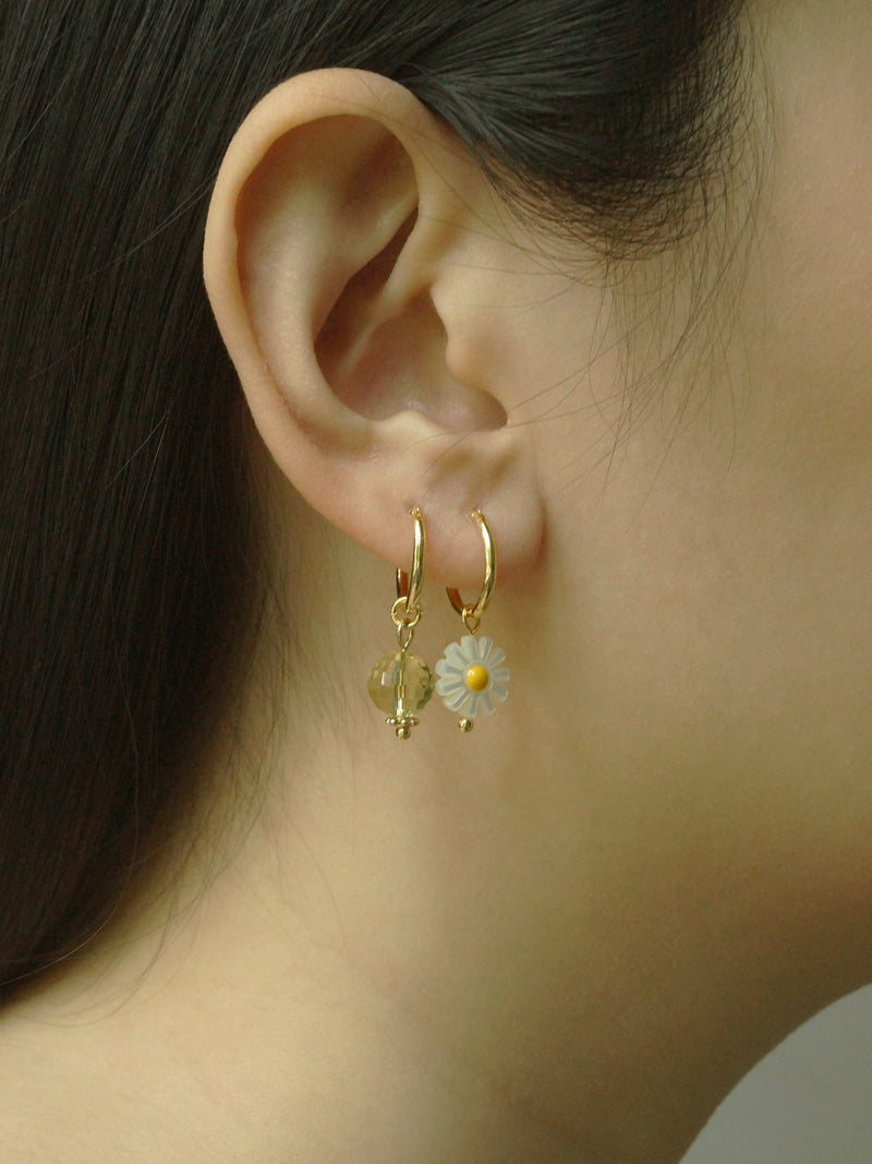 Mismatched Petite Daisy Hoops
