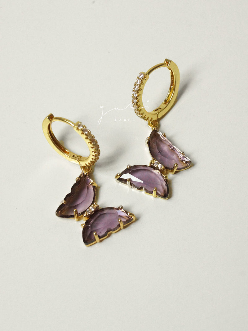 Loveday Butterfly Hoops - Purple *14k Gold-plated