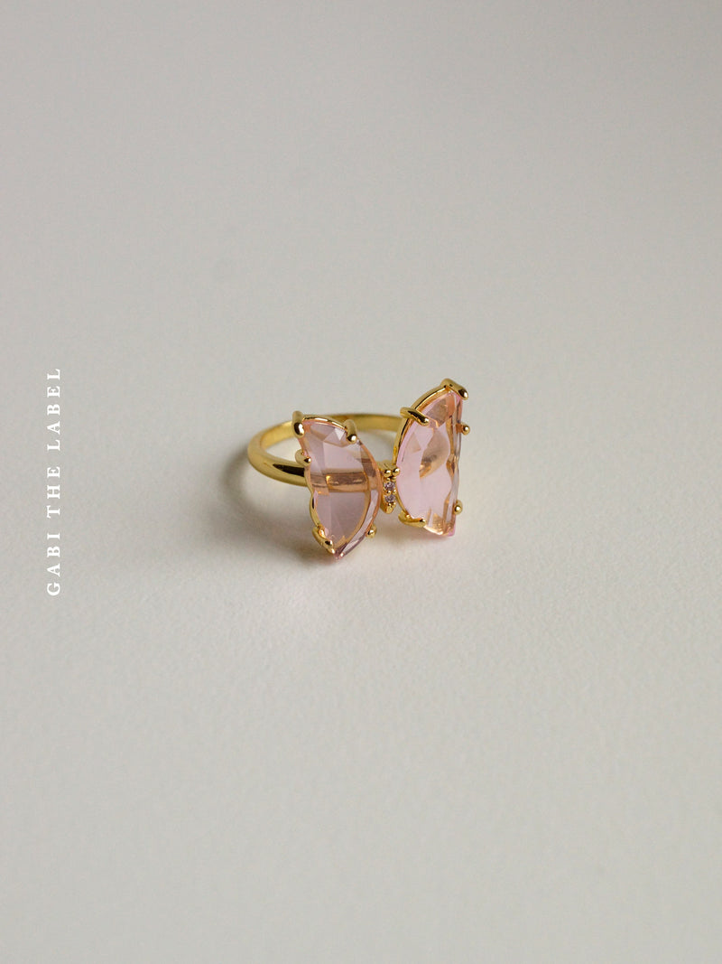 LOVEDAY Butterfly Ring - Pink *Gold-plated