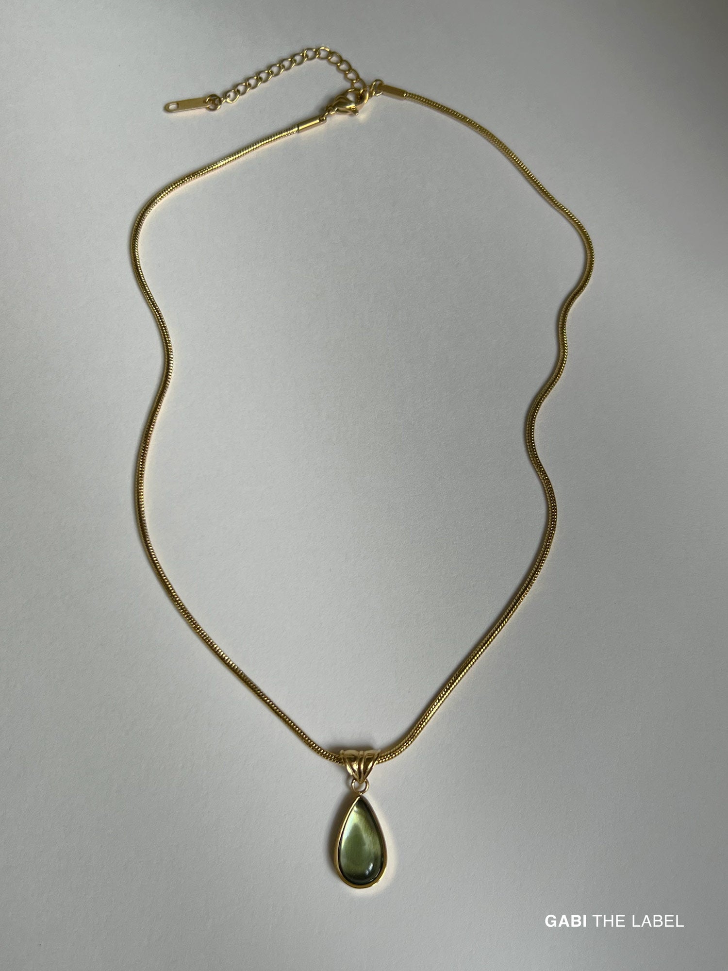 Collier en or en forme de larme de sirène - Vert