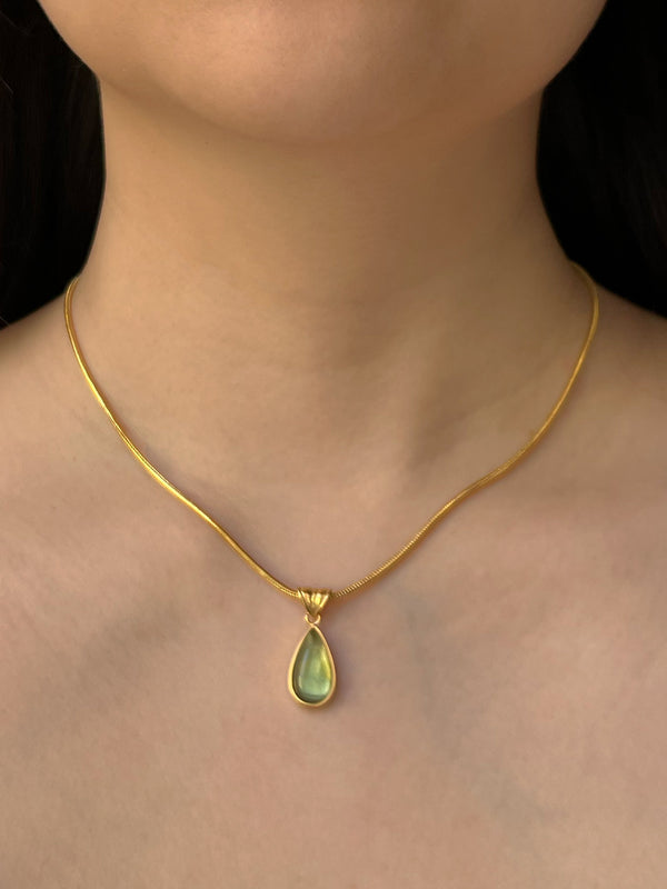 Mermaid Teardrop Gold Necklace - Green