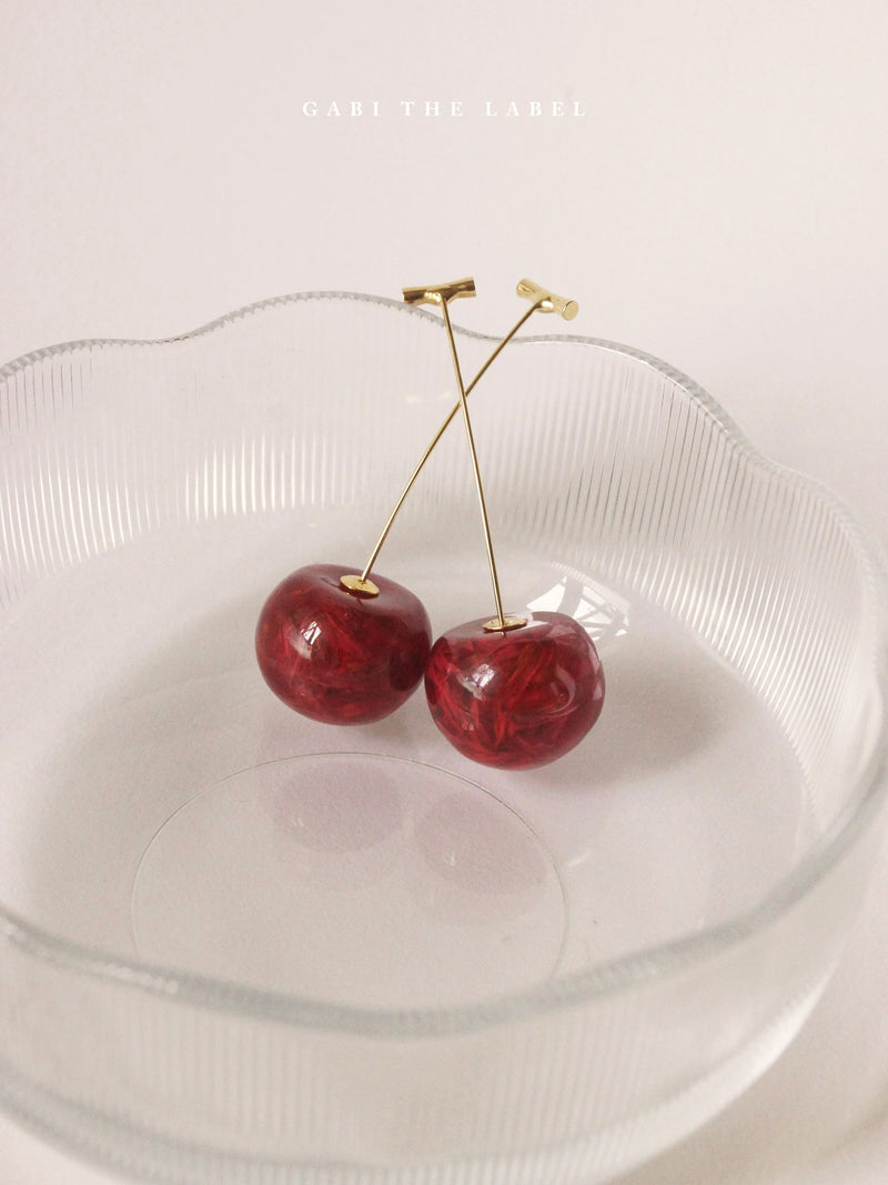 MIKA Floral Cherry Earrings - Red *Gold-plated stems