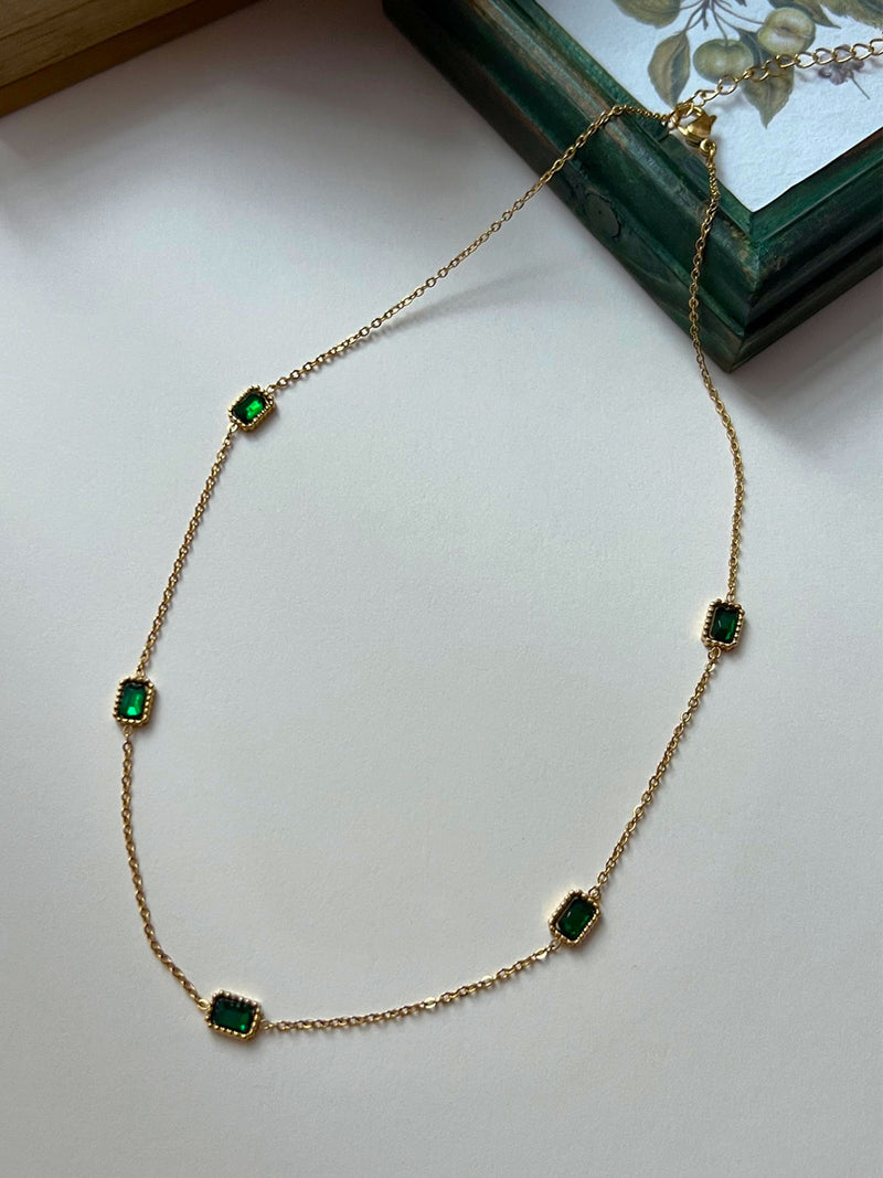 Vintage Multi-Gemstone Necklace - Emerald Green