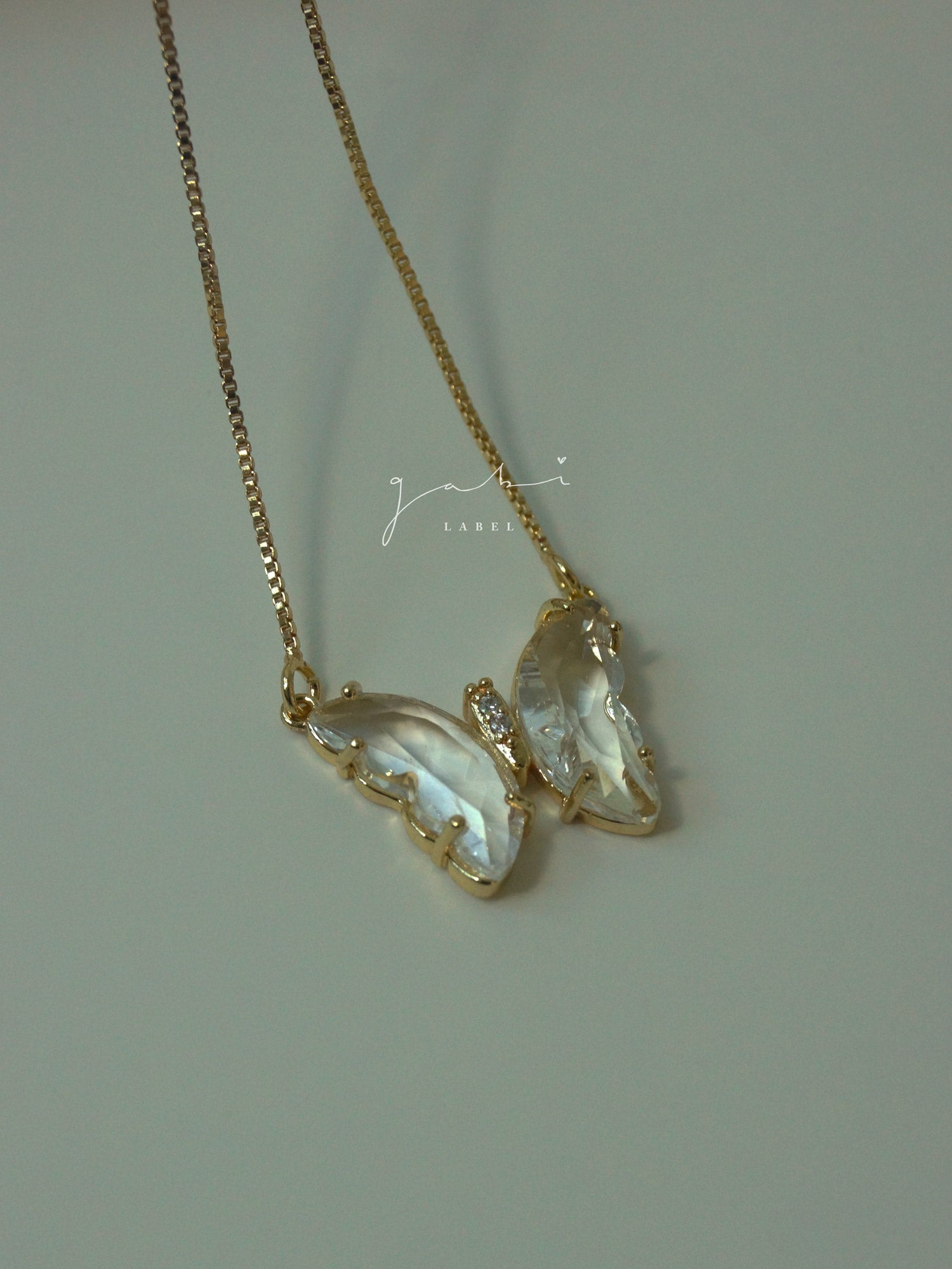 Crystal Butterfly Necklace - Clear *14k Gold-plated