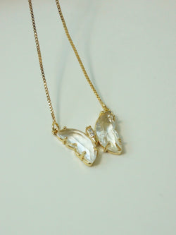 Crystal Butterfly Necklace - Clear *14k Gold-plated