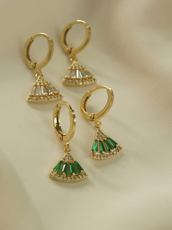 Origami Earrings - Green *18K Gold-plated