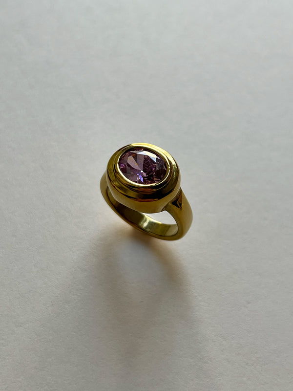 Large Oval Gemstone Ring - Pink