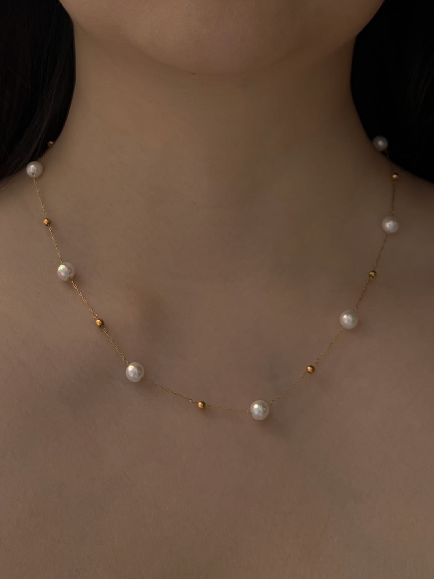 pearl gold bead necklace mmodel