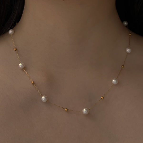Dainty Pearl and Gold Necklace – Gabi The Label