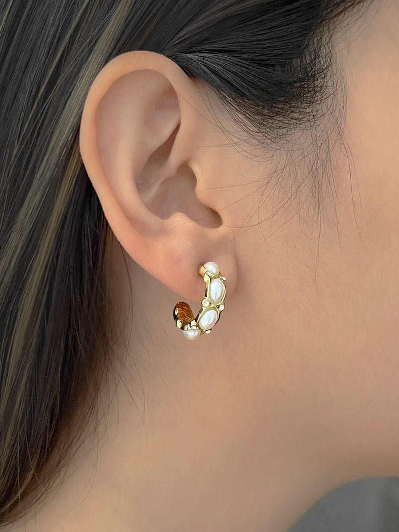 Pearl Gemstone Hoops