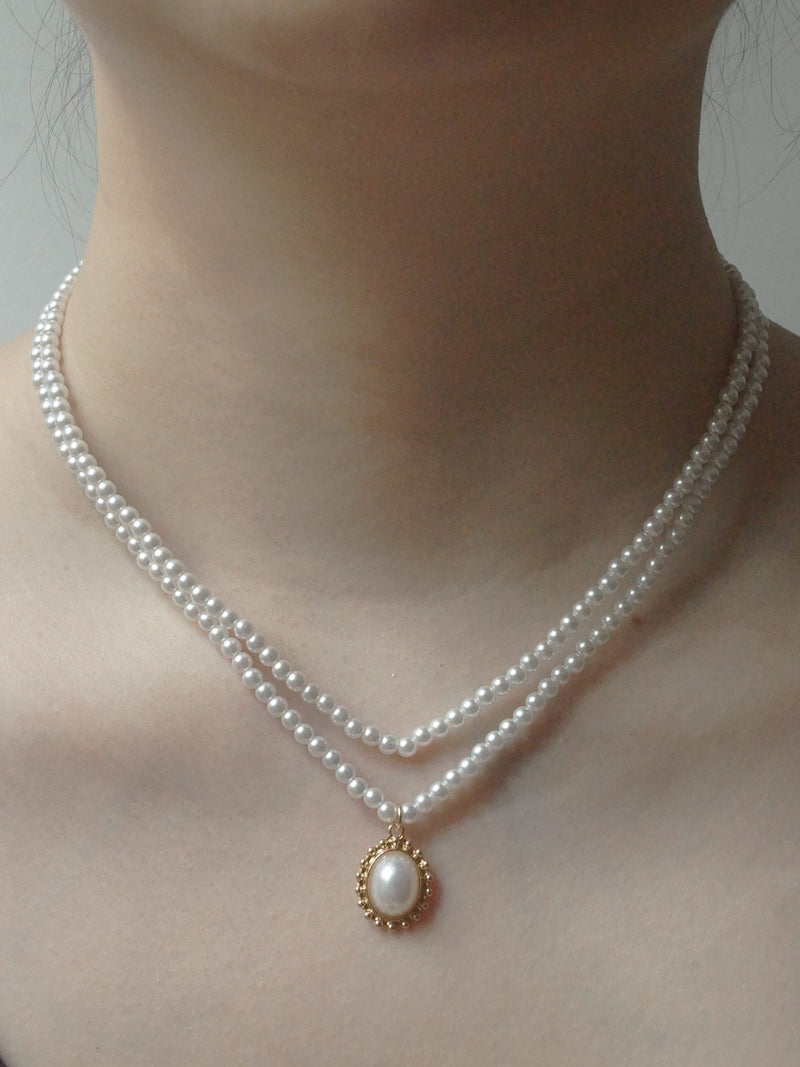 Layered Pearl Pendant Necklace – Gabi The Label