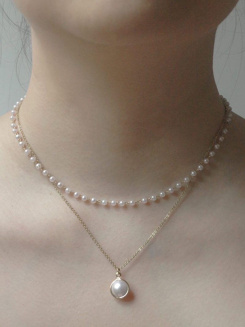 Pearl & Chain Layered Necklace – Gabi The Label