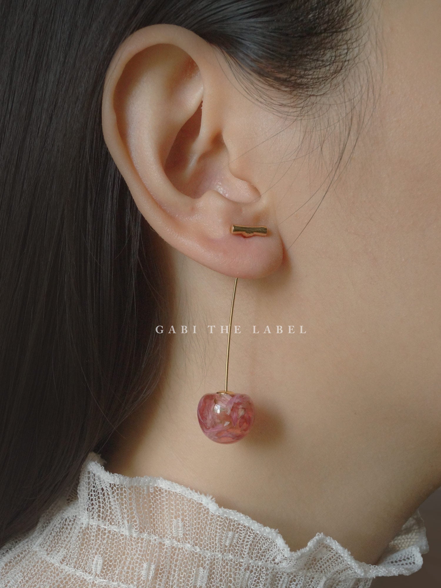 Boucles d'oreilles Petit MIKA Floral Cerise - Rose *Tiges plaquées or