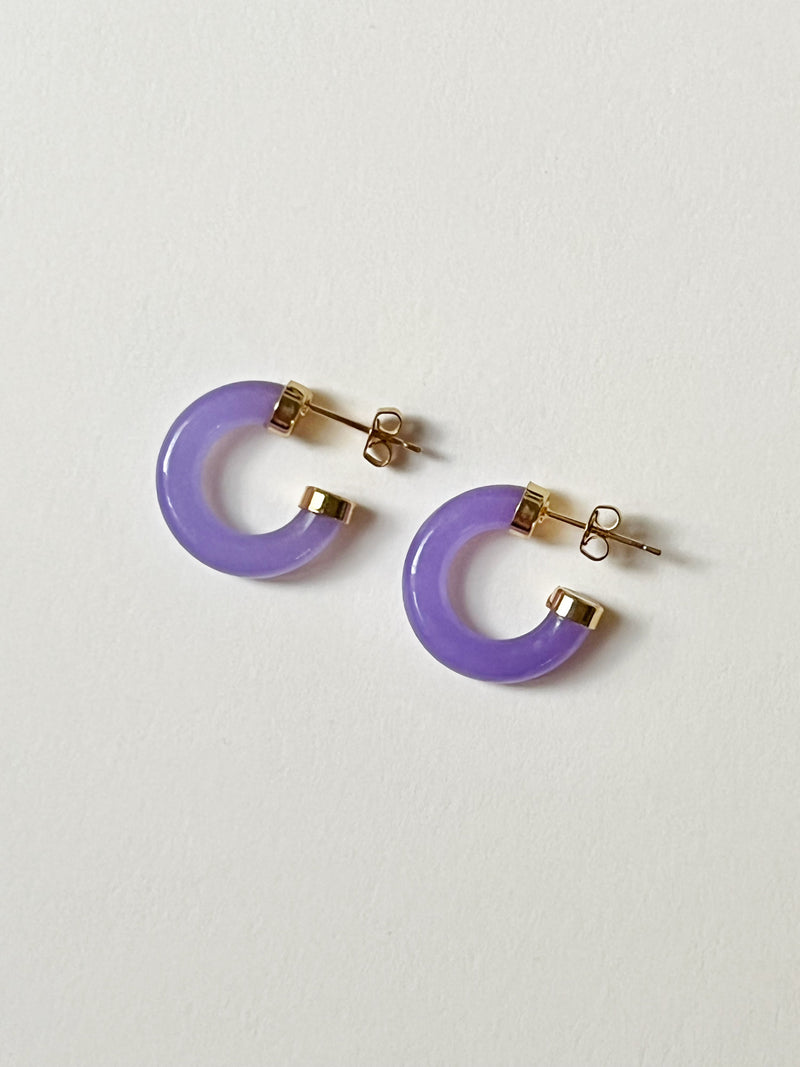Petite Purple Jade Hoops (Gold tone) – Gabi The Label
