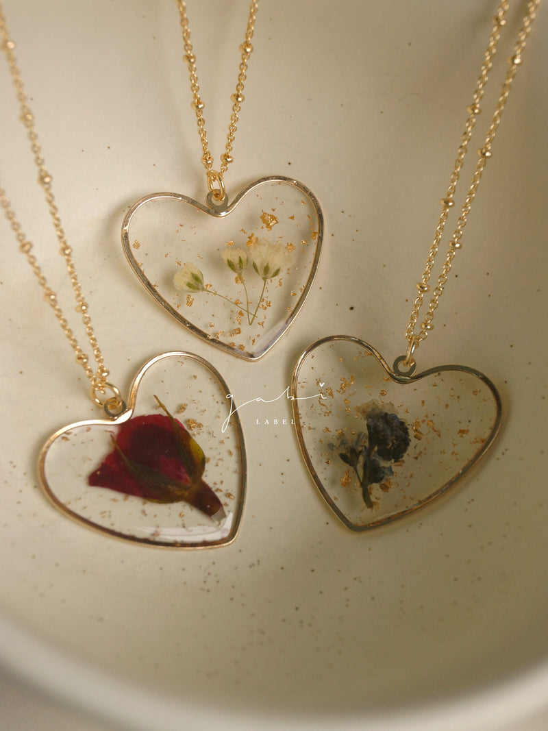 Preserved Flower Necklace - Yellow