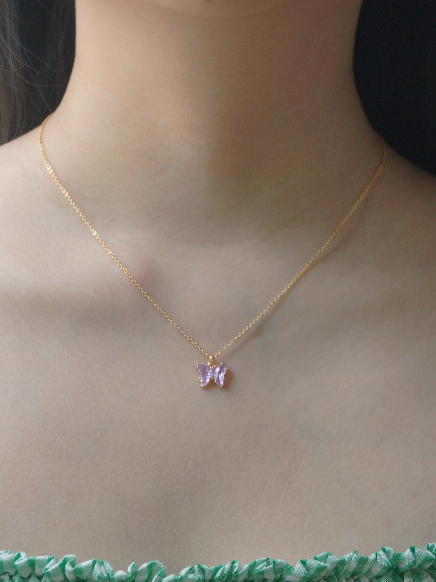 Petite Butterfly Necklace - Lilac