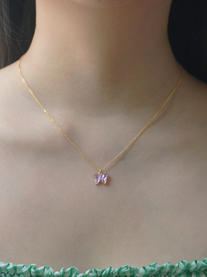 Petite Butterfly Necklace - Lilac
