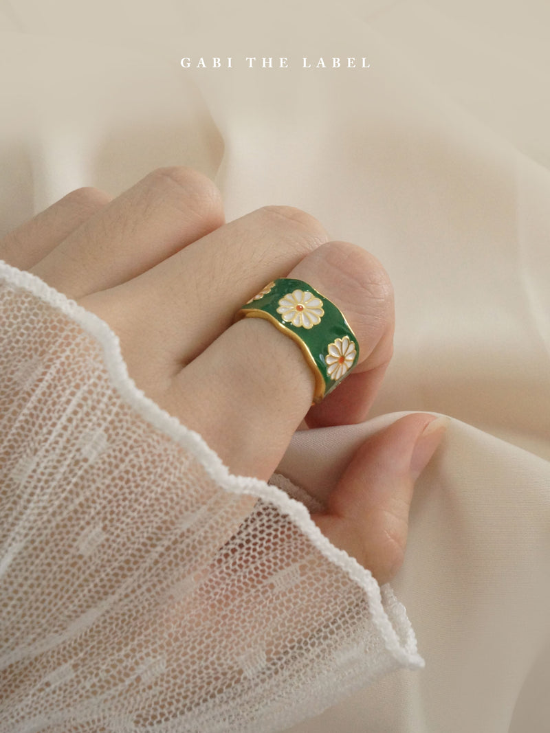 SAORI Ring - Green *Gold-plated S925