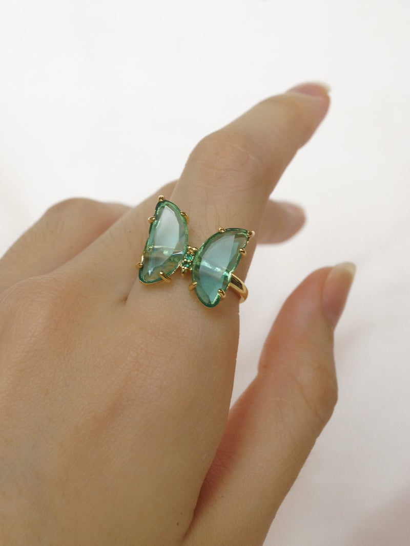 LOVEDAY Butterfly Ring - Seafoam Green *Gold-plated