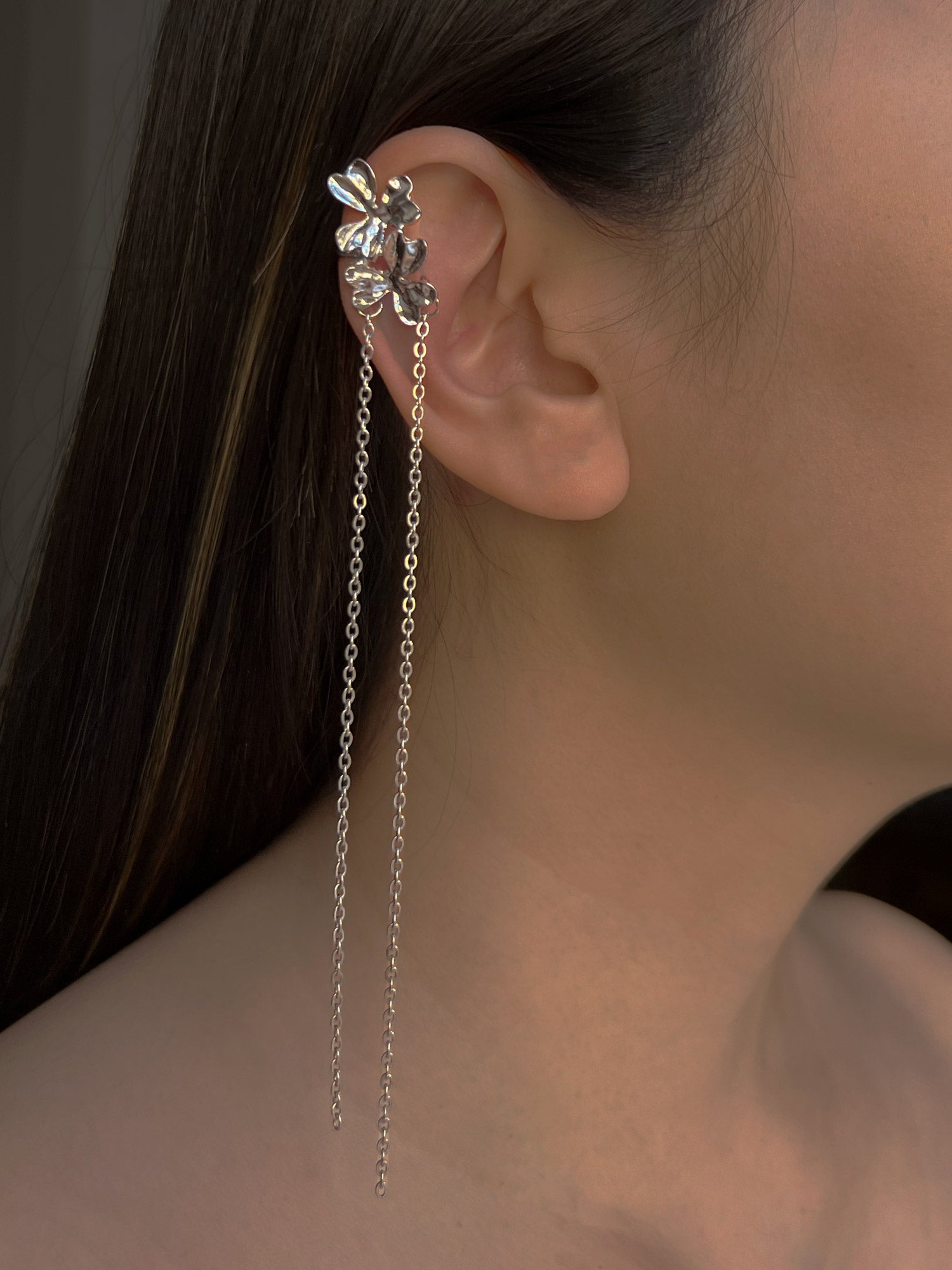 silver cascading earcuff2