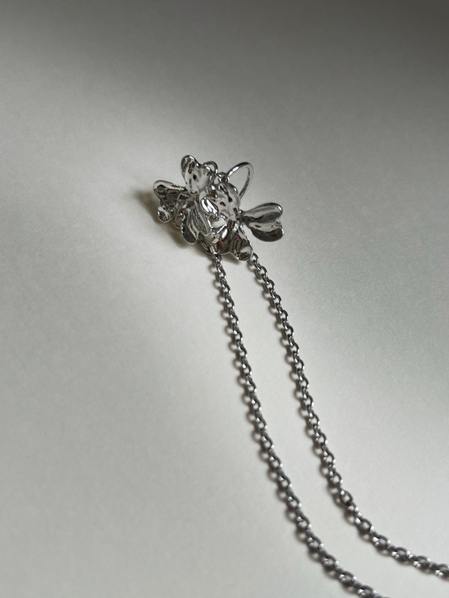 Silver Flower Cascading Ear Cuff
