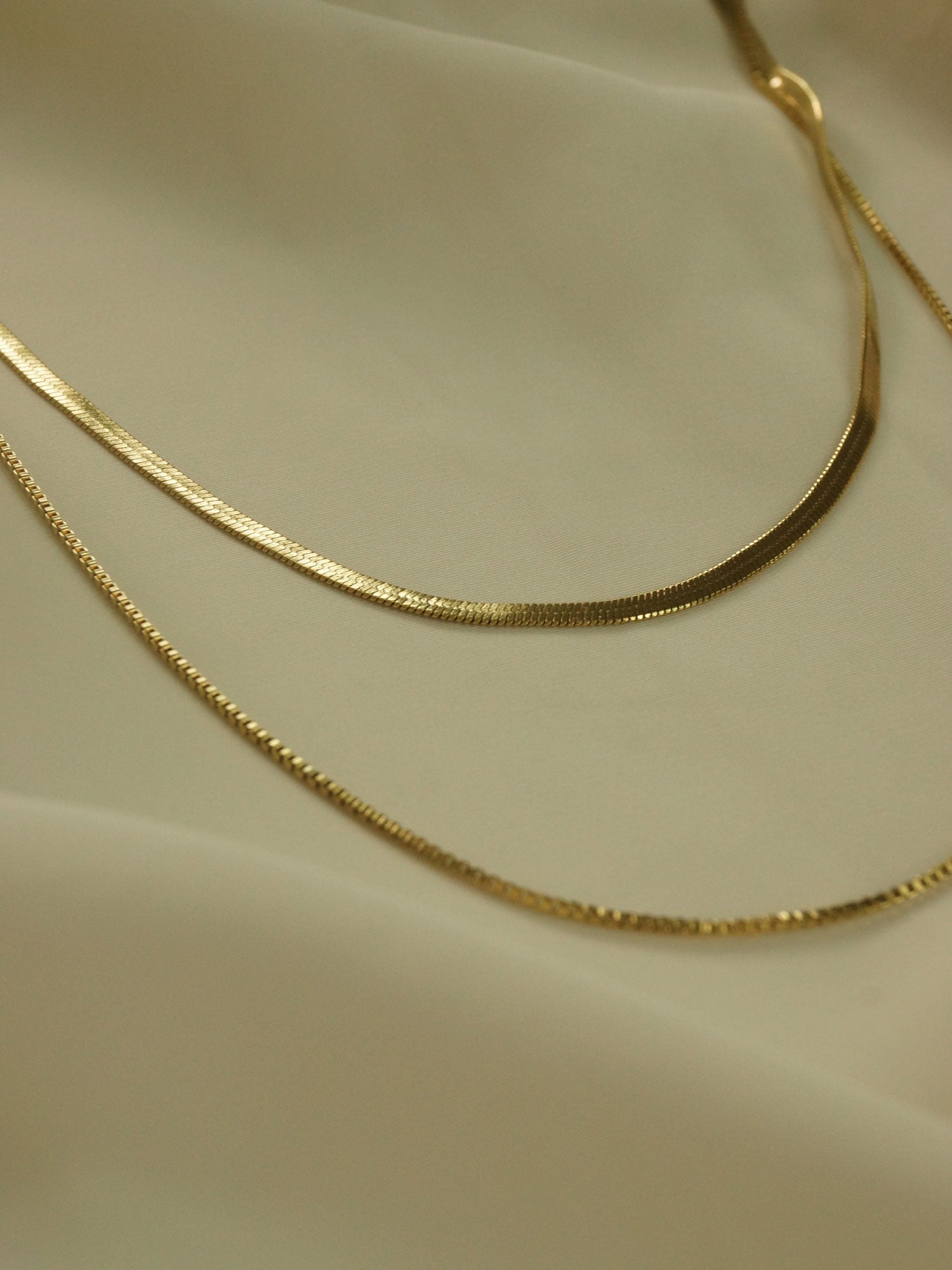 Layered Snake Chain Necklace *18K Gold-plated Stainless Steel