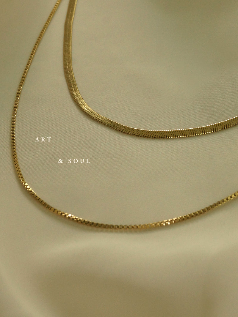 Layered Snake Chain Necklace *18K Gold-plated Stainless Steel