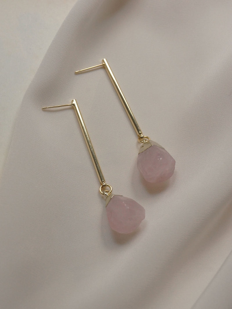 Stone Earrings - Blush Pink *18K Gold-plated