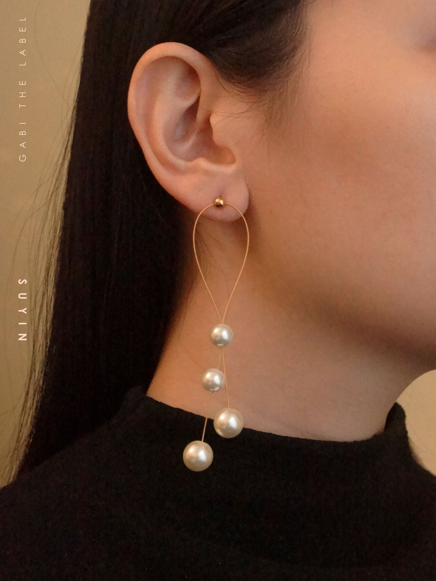 SUYIN Boucles d'oreilles perles *Plaqué or