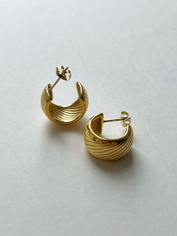 Textured Thick Gold Hoops