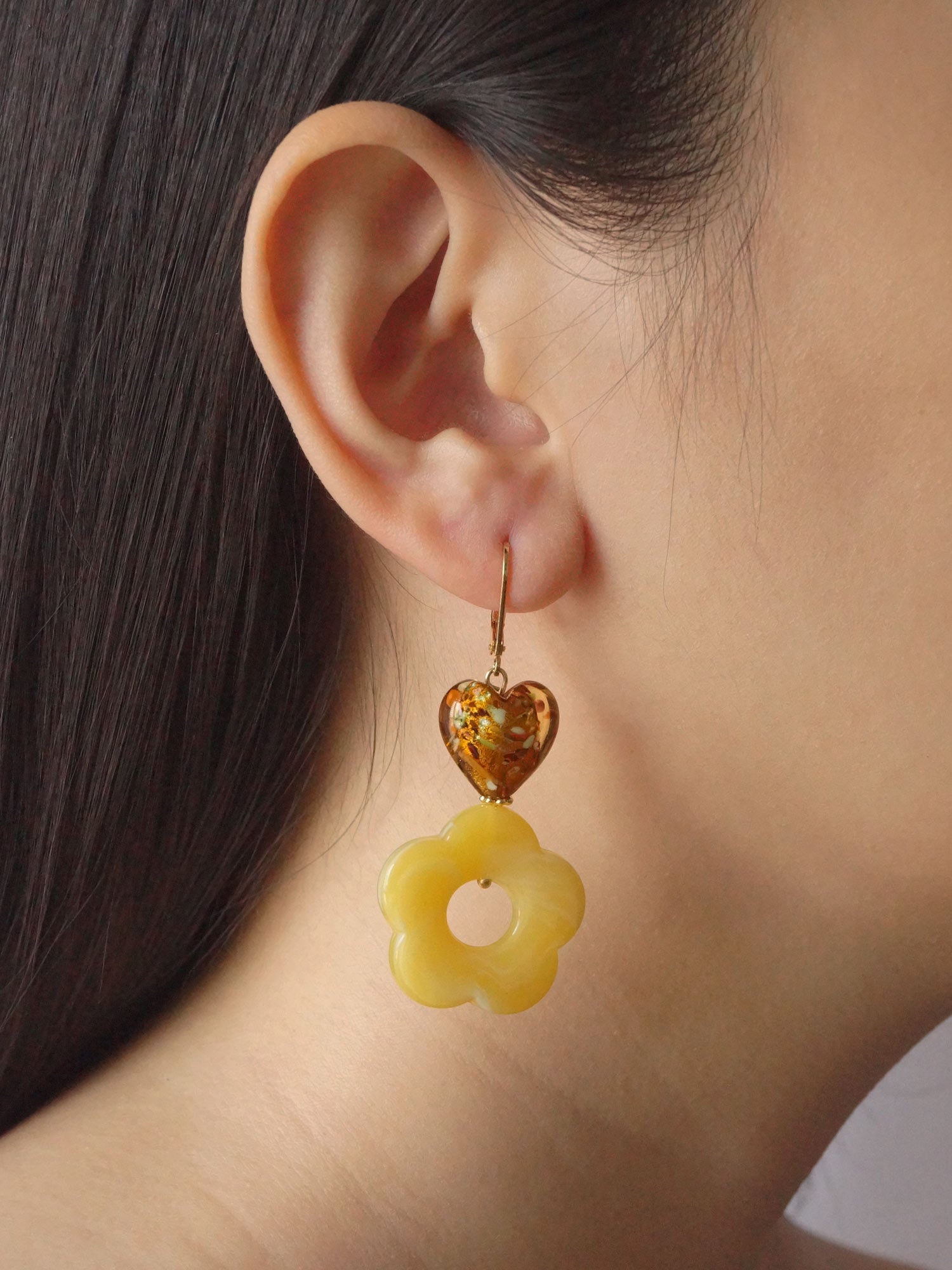 Boucles d'oreilles bouton d'or mosaïque *Plaqué or 18 carats